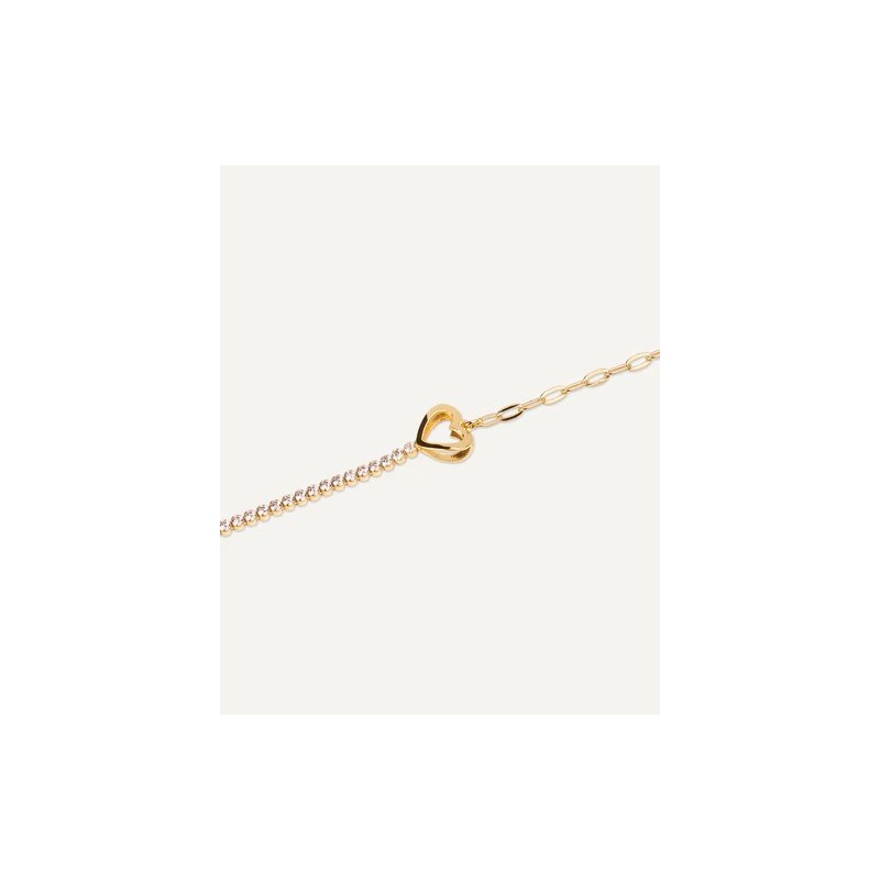 Pulsera plata dorada T-Adoro Strass corazón 54.PU.16.D