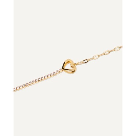 Pulsera plata dorada T-Adoro Strass corazón 54.PU.16.D