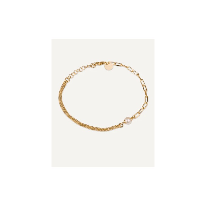 Pulsera plata dorada Moon perla T-Adoro 52.PU.04.D