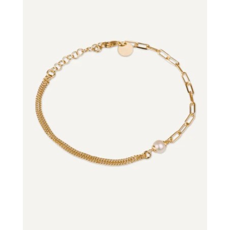 Pulsera plata dorada Moon perla T-Adoro 52.PU.04.D