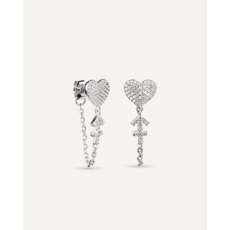 Pendientes plata T-Adoro corazón flecha 43.PE7.01