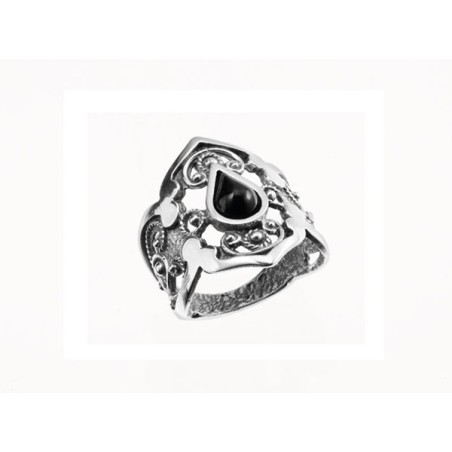 Sortija de plata Fink azabache 'Intemporal' T115044