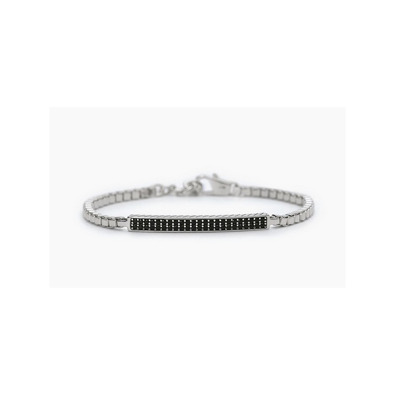 Pulsera caballero plata y circonitas negras 533708