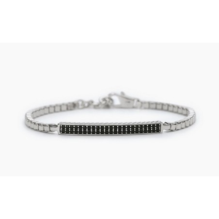 Pulsera caballero plata y circonitas negras 533708