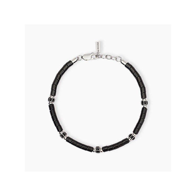 Pulsera caballero cerámica negra y plata 533853