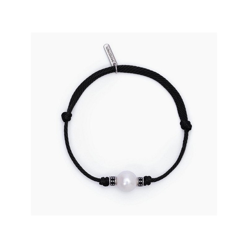 Pulsera de hombre cordón y perla blanca 533720
