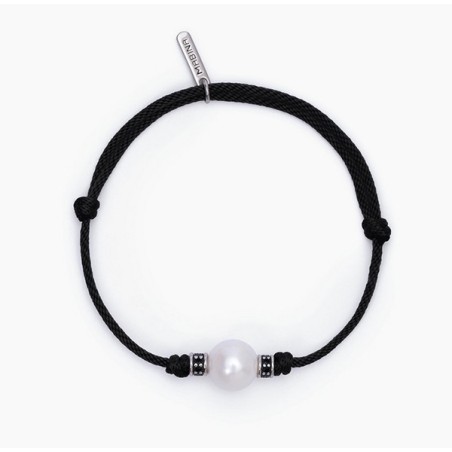 Pulsera de hombre cordón y perla blanca 533720