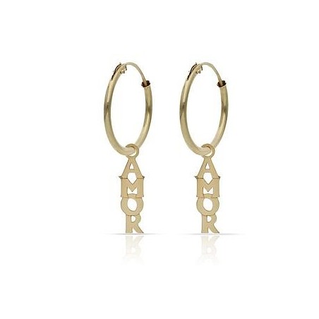 Aros de Oro colgante Amor