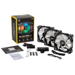 Corsair ML120 PRO RGB Triple Pack Ventiladores Levitación Magnética Negros + Lightning Node & Hub