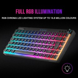 Mars Gaming MKCLOUDBRES Teclado Mecánico Inalámbrico RGB Negro Switch Marrón